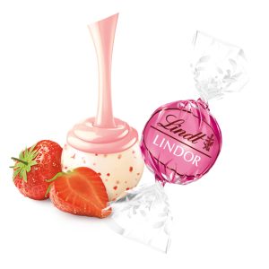 Strawberries and Cream White Chocolate LINDOR Truffles (800-pc, 353 oz)